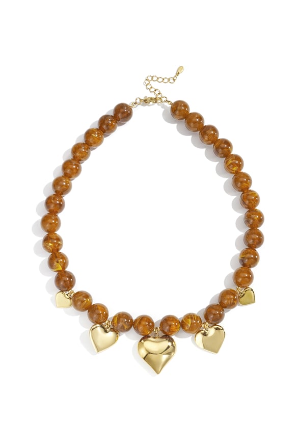 Colliers de perles en acrylique, style cœur, style décontracté, style ethnique, bijoux pour femmes