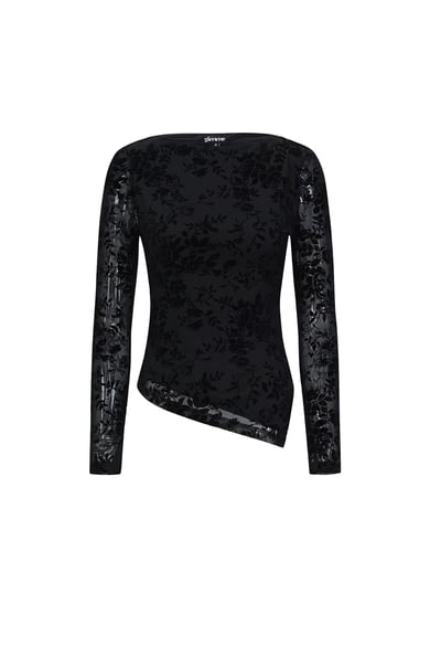 Polyesterfaser (Polyester) Langarmshirts Blumendruck Sexy Herbst-/Winterkleidung h5 