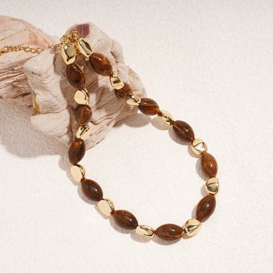 1 Piece Retro Irregular Shape Resin Beaded Necklace h5 Picture5