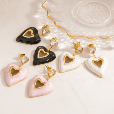 Orecchini a bottone da donna in acciaio inossidabile color oro con fiore semplice e romantico h5 Immagine3