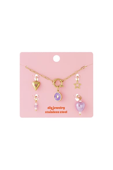 Collana fai da te con cuore viola h5 Immagine3