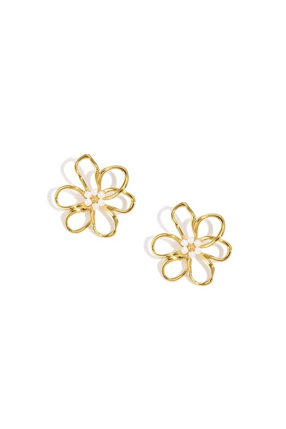 Orecchini a bottone in acciaio inossidabile con fiore, casual, semplici, da donna 2