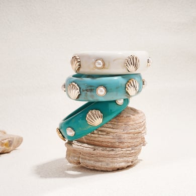 1 Piece Retro Shell Shape Resin Bangle h5 Picture3