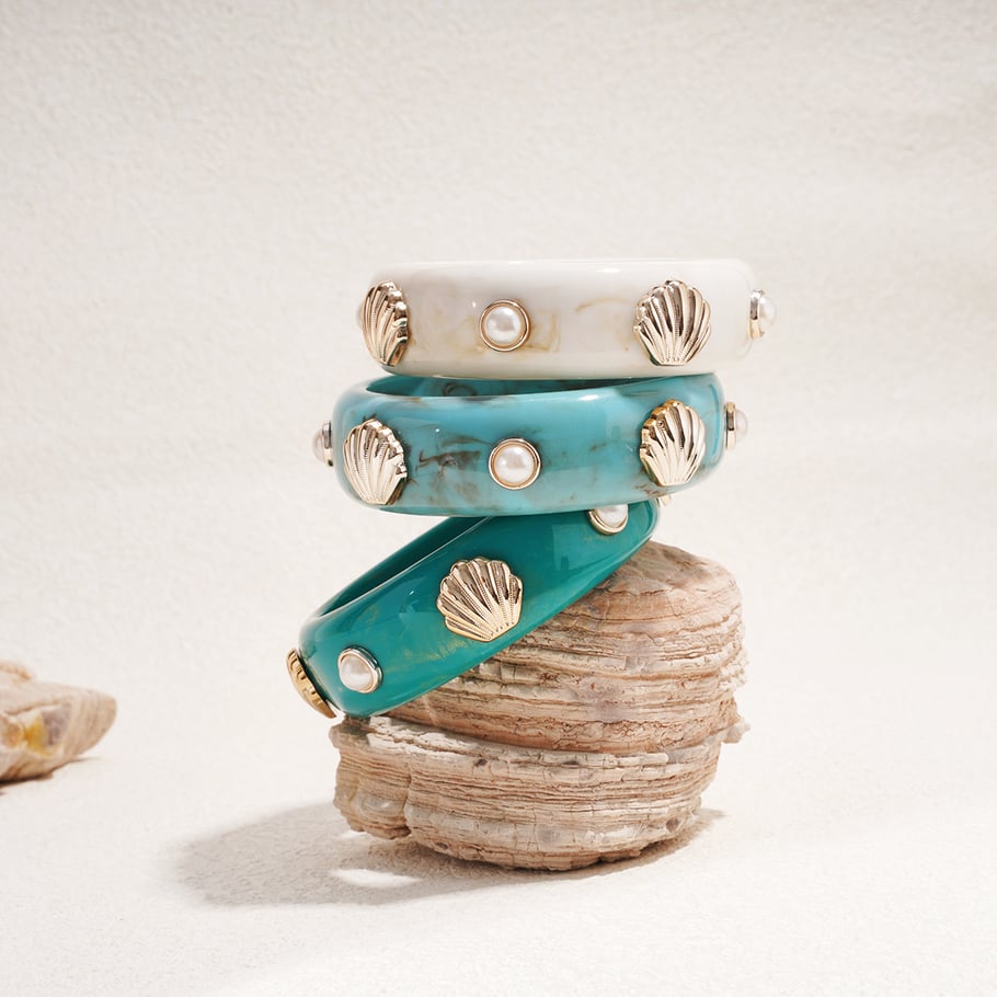 1 Piece Retro Shell Shape Resin Bangle Picture3