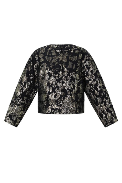 Jacquard ballonmouwjas h5 Afbeelding4