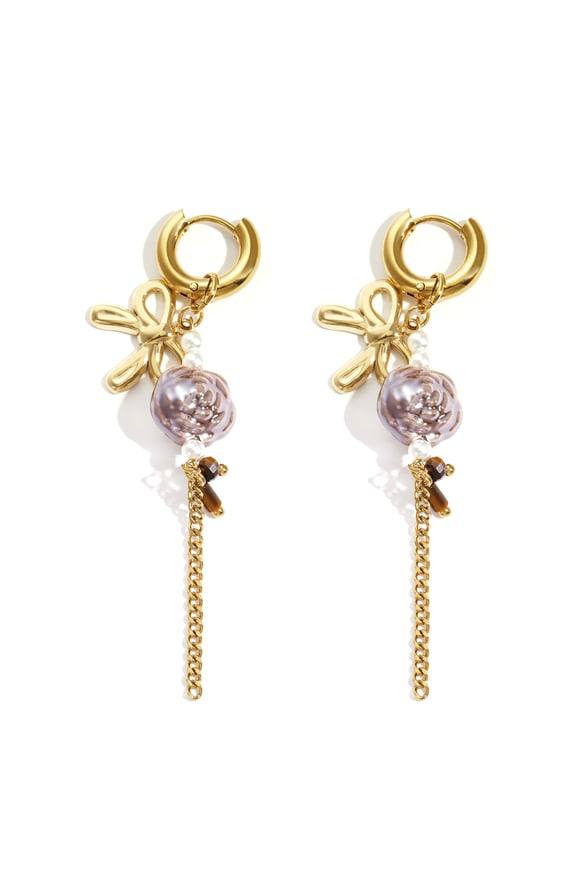 Boucles d&#39;oreilles pendantes en acier inoxydable, série Fleur, décontractée, simple et quotidienne, bijoux pour femmes