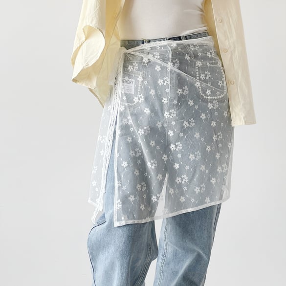 1 Stück süßes Damen-Bandana aus Viskose mit Blumenspitze 2