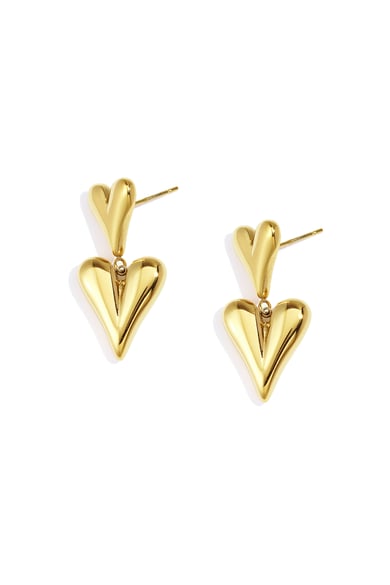 Pendientes colgantes de acero inoxidable con forma de corazón, estilo casual, diario, sencillo, para mujer. h5 