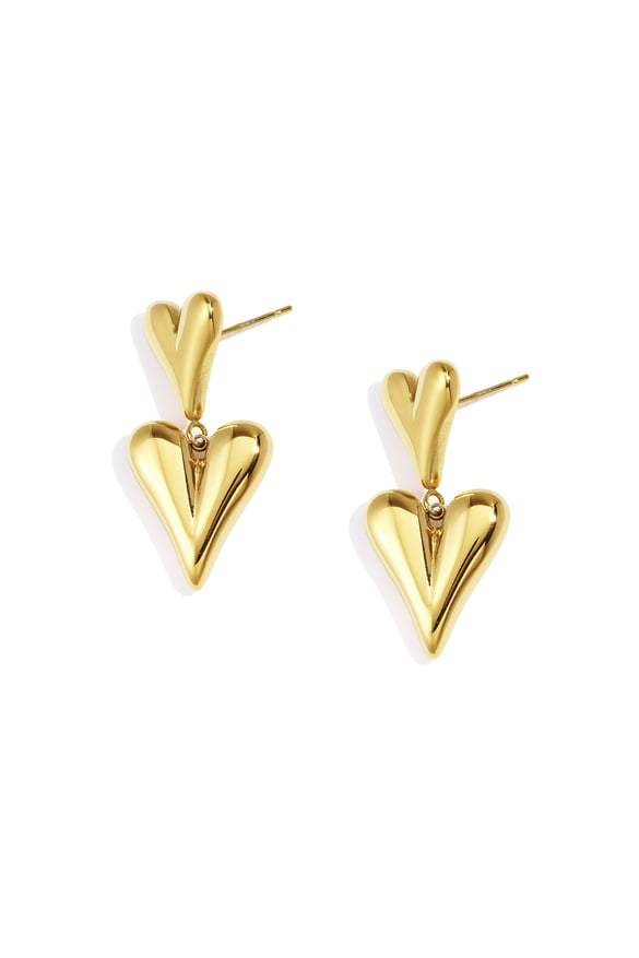Boucles d&#39;oreilles pendantes en acier inoxydable, style cœur, décontractées, simples et quotidiennes, bijoux pour femmes 2