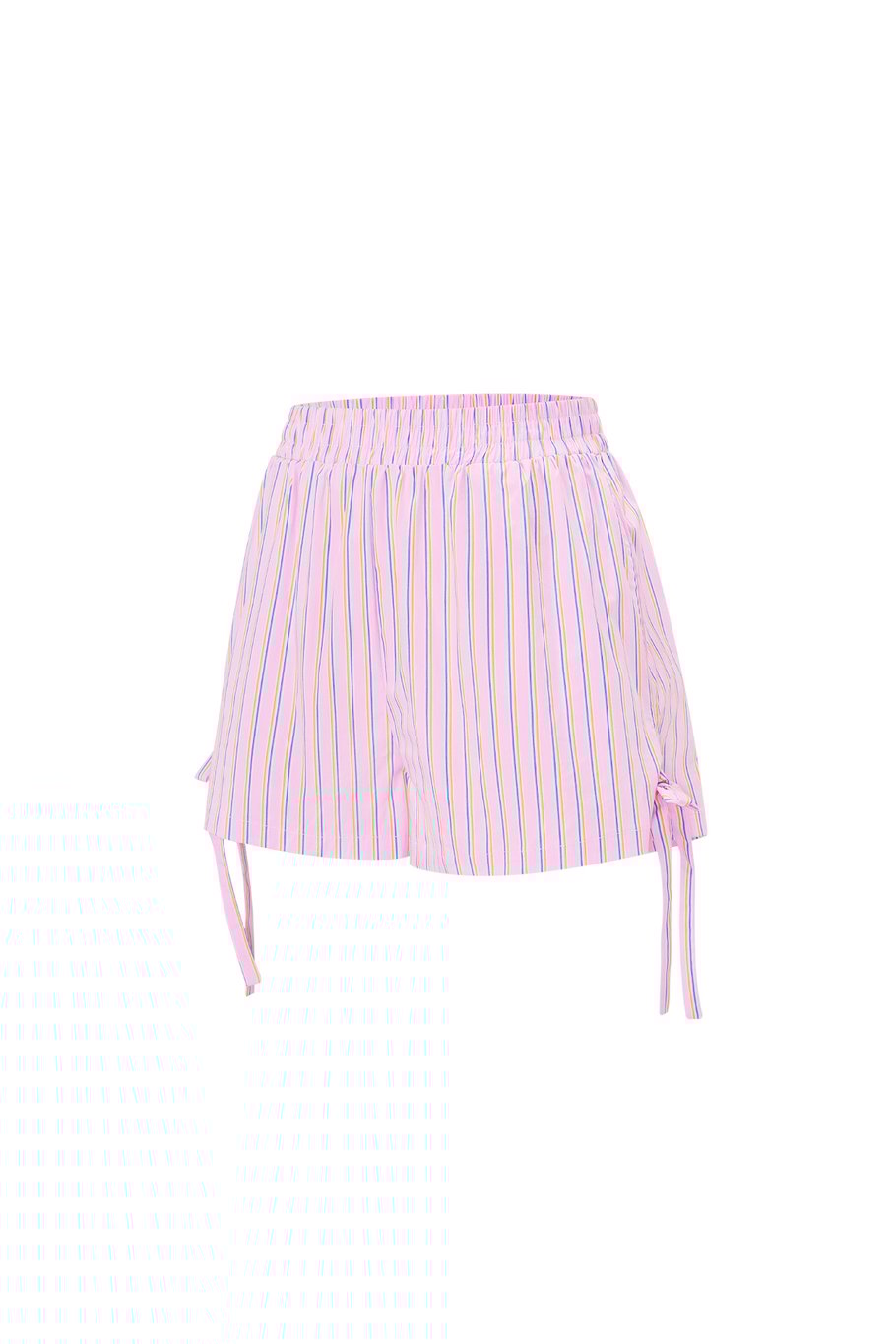 Bağcıklı Pinstripe Şort - Pembe Resim2