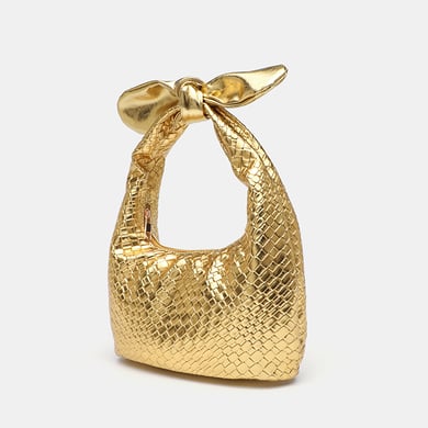 Bolso de mano de PU para mujer, serie simple, con lazo dulce, 1 pieza h5 