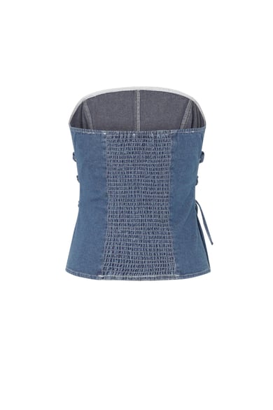 Top a tubino con lacci in denim h5 Immagine3