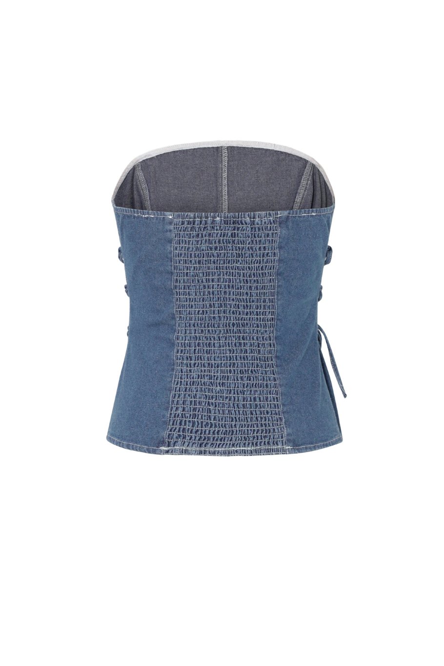 Top a tubino con lacci in denim Immagine3