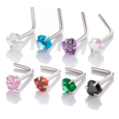 1 Paar Simple Series Simple Heart Edelstahl Kein Beschichtungsmaterial Zirkon Damen Nasenstecker h5 Bild2