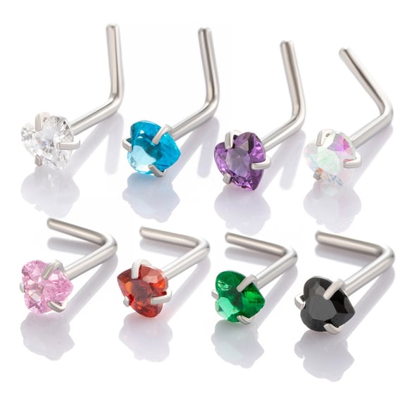 1 Paar Simple Series Simple Heart Edelstahl Kein Beschichtungsmaterial Zirkon Damen Nasenstecker