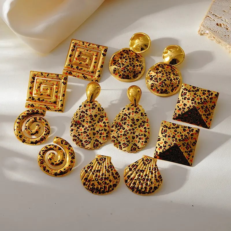 1 Pair Light - luxury Retro Stainless - steel Leopard - print Earrings Picture2