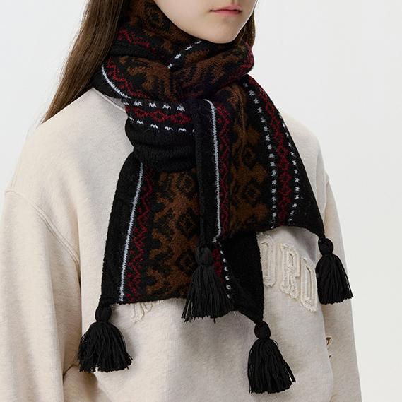 Écharpe d&#39;hiver vintage en laine Fair Isle pour femme, 1 pièce 2
