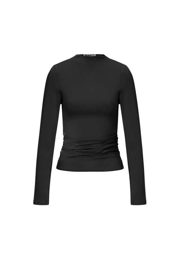 Camisetas de manga larga de nailon Color liso Básico Todo ajuste Ropa 2