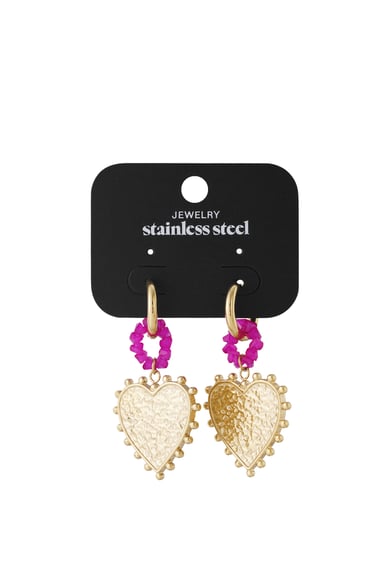 Orecchini pendenti in acciaio inossidabile a forma di cuore, casual, quotidiani, semplici, da donna h5 Immagine4