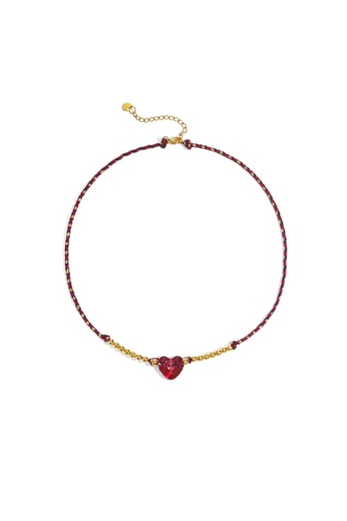 Polyester Perlen Halsketten Herz Casual Täglich Einfache Serie frauen schmuck h5 