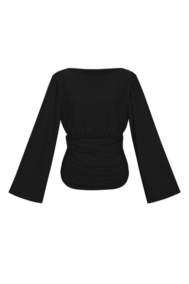 Fibra de poliéster (poliéster) Tops de manga larga Color sólido Ropa elegante Otoño/Invierno h5 