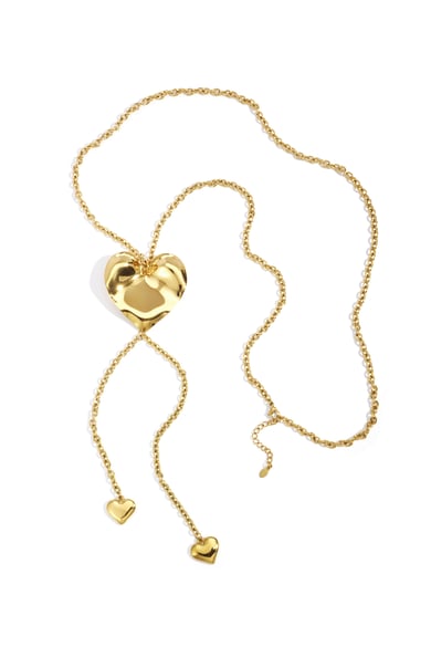 Collares largos de acero inoxidable con forma de corazón, estilo casual, diario, serie sencilla, joyería para mujer. h5 