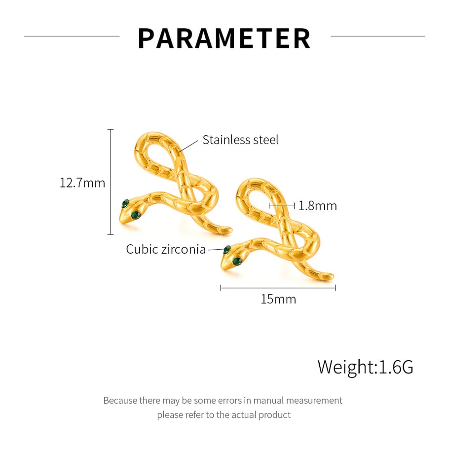 1 Pair Designable Snake Stainless Steel Men's Earrings Picture6