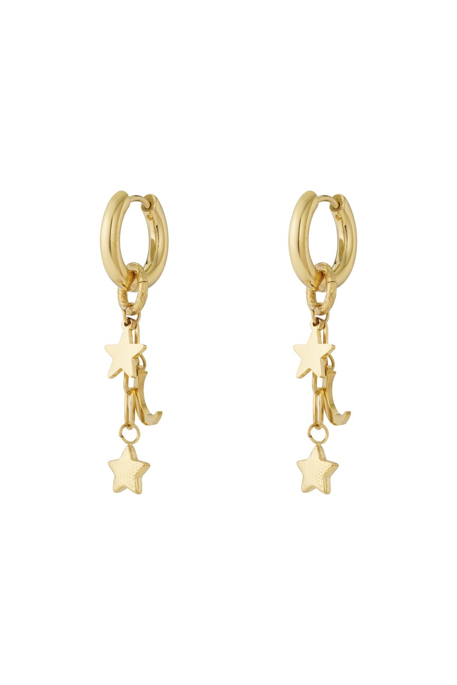 Boucles d&#39;oreilles pendantes en acier inoxydable, style étoile, décontractées et quotidiennes 