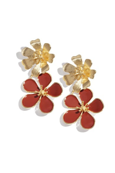orecchini 2 volte fiore - colore oro h5 