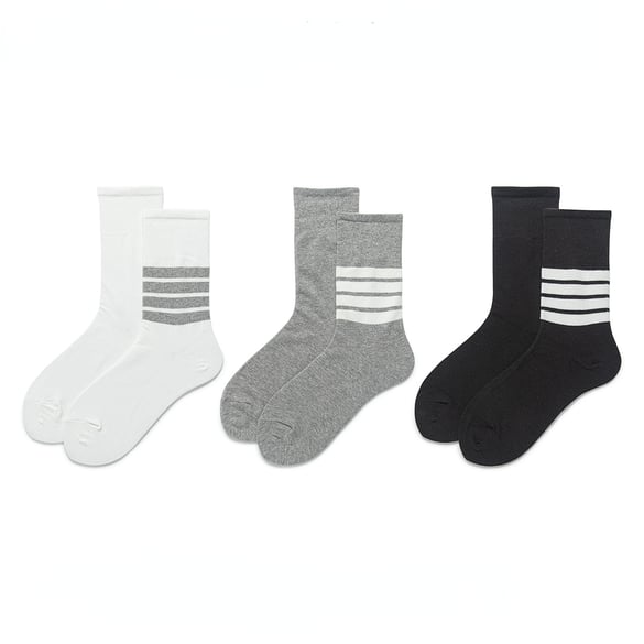 1 Pair Of Sports Striped Cotton Women's Mid Calf Socks