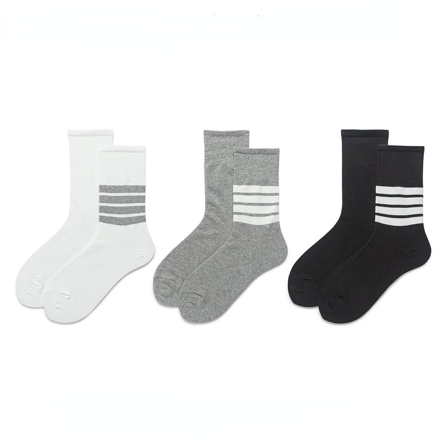 1 Pair Of Sports Striped Cotton Women's Mid Calf Socks Picture3