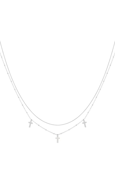 Collares en capas de acero 304S con diseño de cruz, estilo casual, diario y sencillo, joyería para mujer. h5 Imagen2