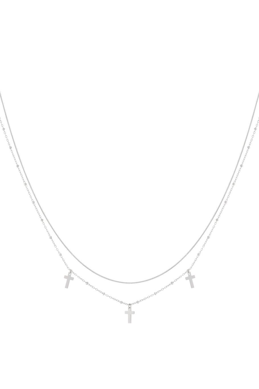Collares en capas de acero 304S con diseño de cruz, estilo casual, diario y sencillo, joyería para mujer. Imagen2