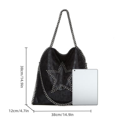 Sac à main moderne en PU pour femme, 1 pièce, motif étoile à rivets h5 Image2
