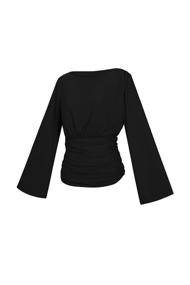 Fibra de poliéster (poliéster) Tops de manga larga Color sólido Ropa elegante Otoño/Invierno h5 Imagen2