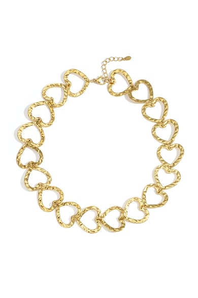 Collares de cadena de acero inoxidable con forma de corazón, informales, diarios, serie sencilla, joyería para mujer h5 Imagen2