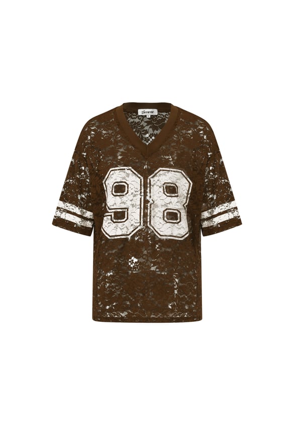 Amerikanisches T-Shirt mit V-Ausschnitt und Spitze 2