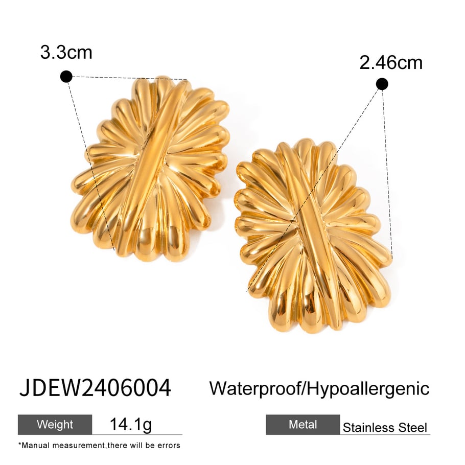 Europäische und amerikanische grenzüberschreitende INS-Stil Persönlichkeit All-Match 18 Karat Gold Edelstahl rechteckige Feuerwerk-förmige Ohrringe Ohrringe Schmuck Großhandel Frauen Bild2