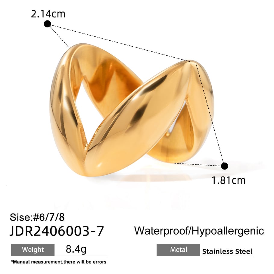 1 Piece Simple Style V Shape Stainless Steel 18K Gold Plated Women's Single Ring Picture2