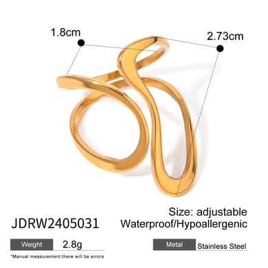 1 Piece Simple Style Geometric Stainless Steel 18K Gold Plated Women's Adjustable Rings h5 Picture2