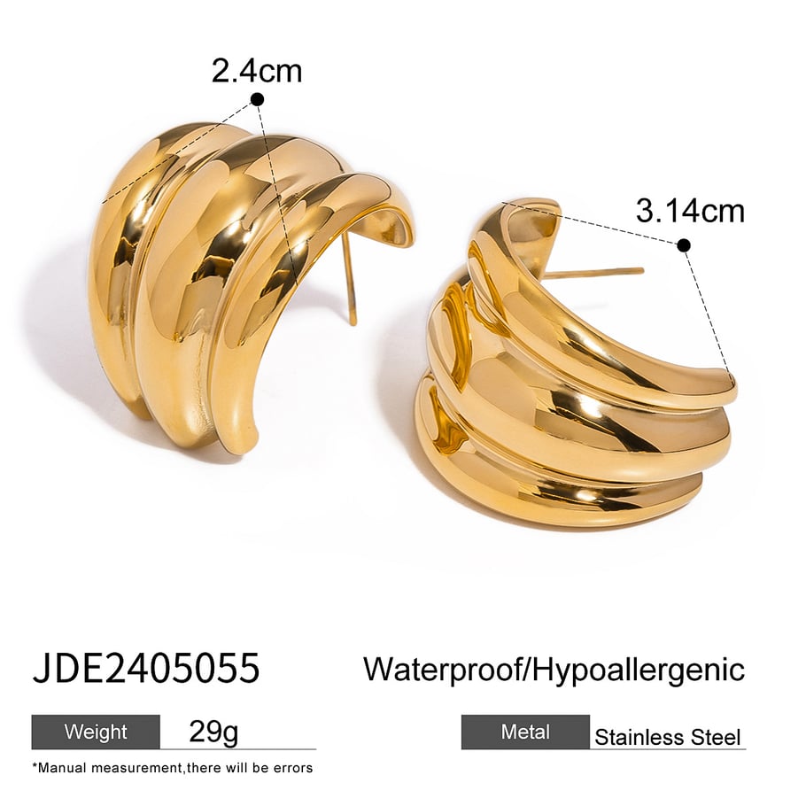 1 Pair Simple Series ins style Strip Stainless Steel 18K Gold Plated Women Stud Earrings Picture2