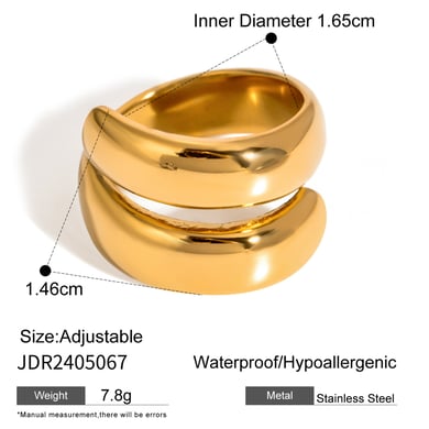 1 Piece Simple Style Geometric Shape Stainless Steel 18K Gold Plated Women's Adjustable Rings h5 Picture2