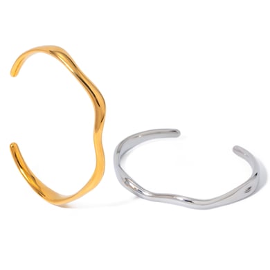 1 Piece Simple Ins Style Solid Color Stainless Steel 18K Gold Plated Women's Bangles h5 Picture2