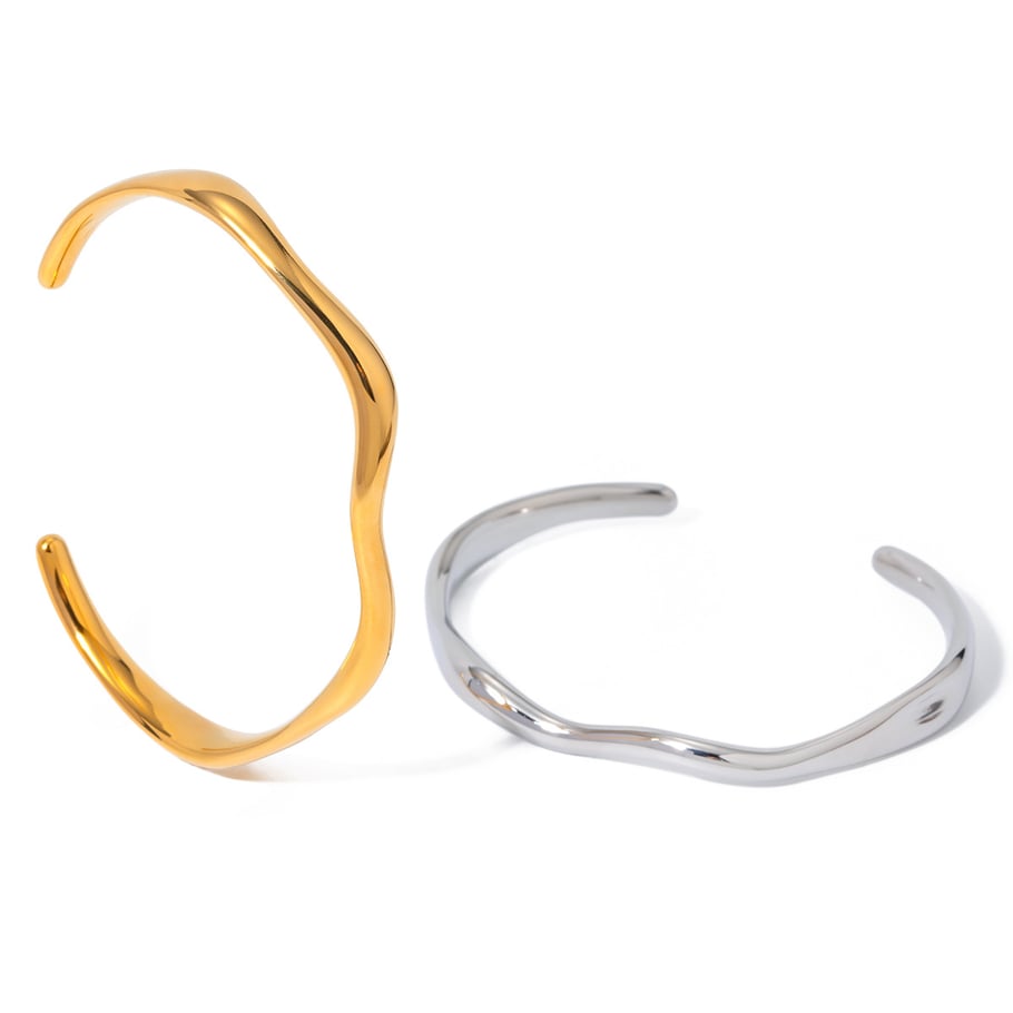 1 Piece Simple Ins Style Solid Color Stainless Steel 18K Gold Plated Women's Bangles Picture2