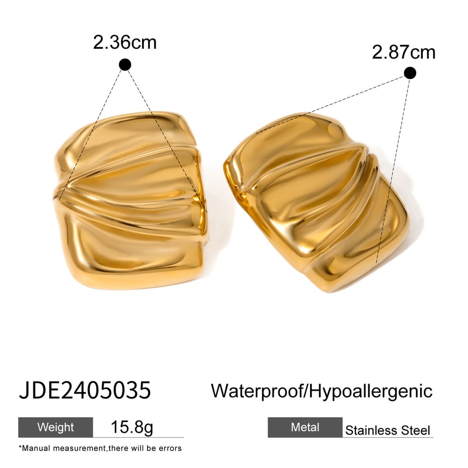 1 Piece Classic Simple Style Square Shape Stainless Steel 18K Gold Plated Women's Stud Earrings Picture2