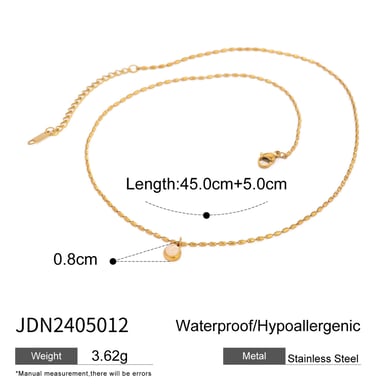 1 Piece Simple Elegant Style Geometric Stainless Steel 18K Gold Inlay Artificial Gemstones Women's Pendant Necklace h5 Picture2