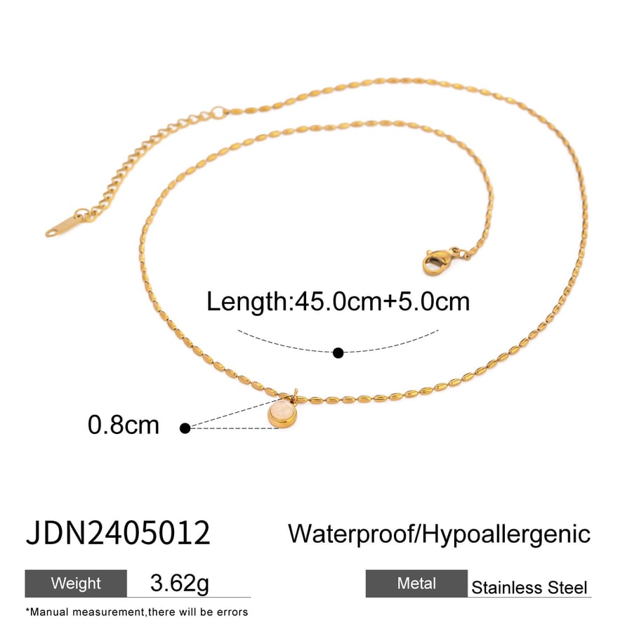 1 Piece Simple Elegant Style Geometric Stainless Steel 18K Gold Inlay Artificial Gemstones Women's Pendant Necklace Picture2
