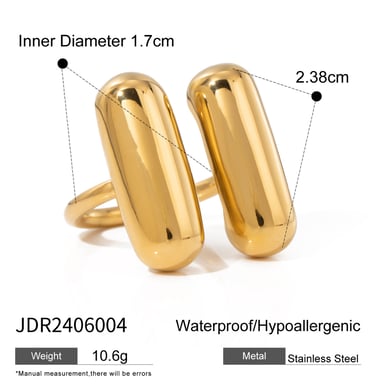 1 Piece Simple Style Geometric Stainless Steel 18k Gold Plated Women's Adjustable Rings h5 Picture2
