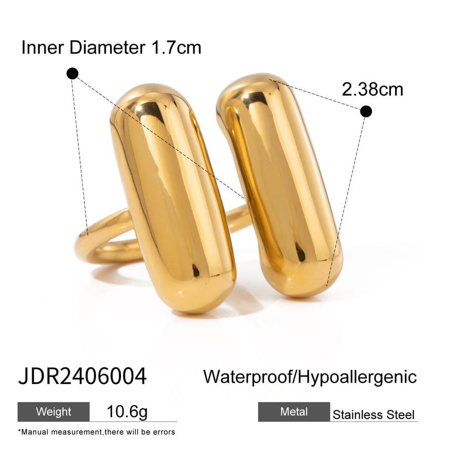 1 Piece Simple Style Geometric Stainless Steel 18k Gold Plated Women's Adjustable Rings Picture2