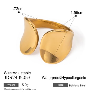 1 Piece Simple Style Geometric Stainless Steel 18K Gold Plated Women's Adjustable Rings h5 Picture2